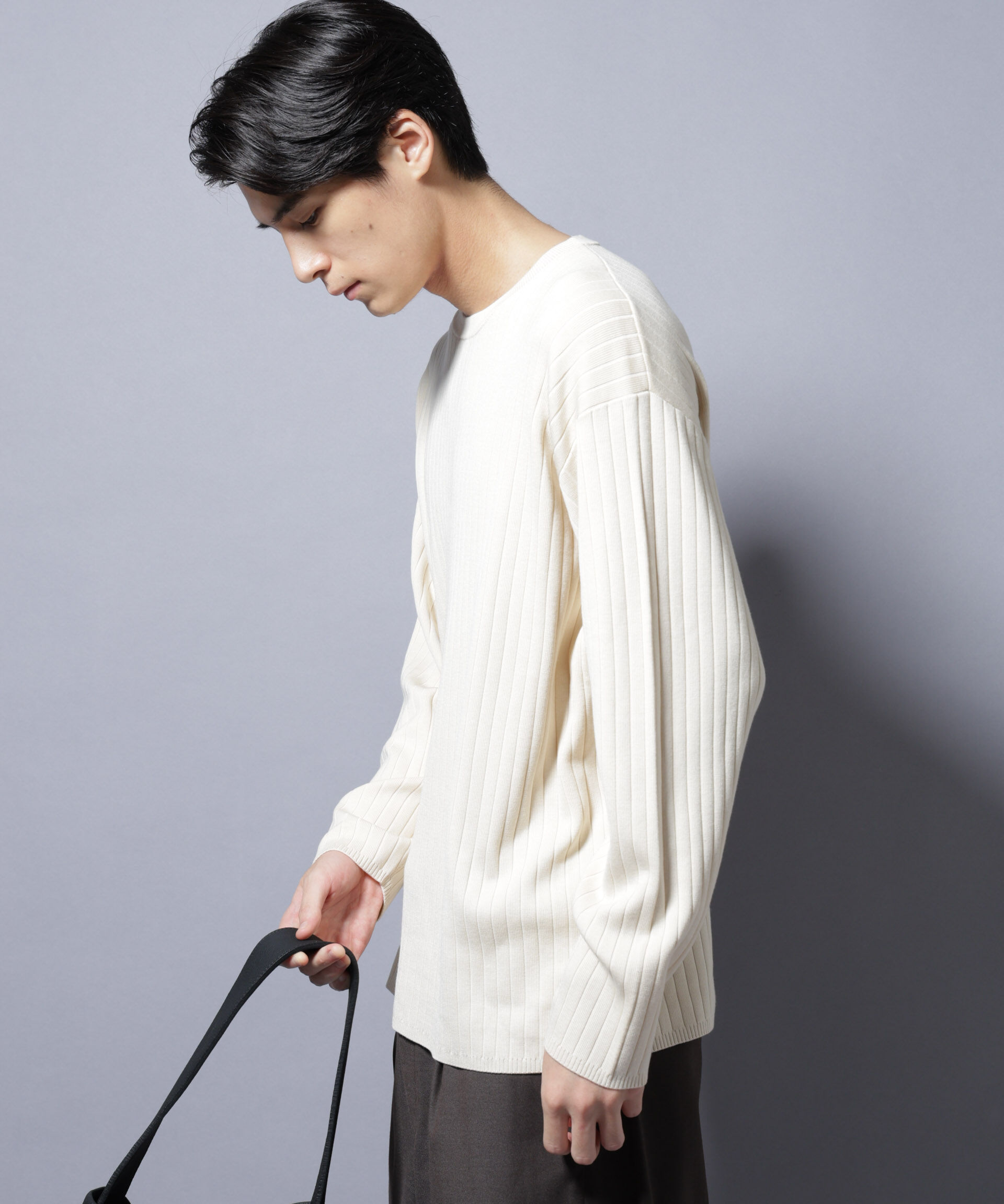 nano･universe「CICA&UVカット リブニットクルーネック」|ニット・セーター|