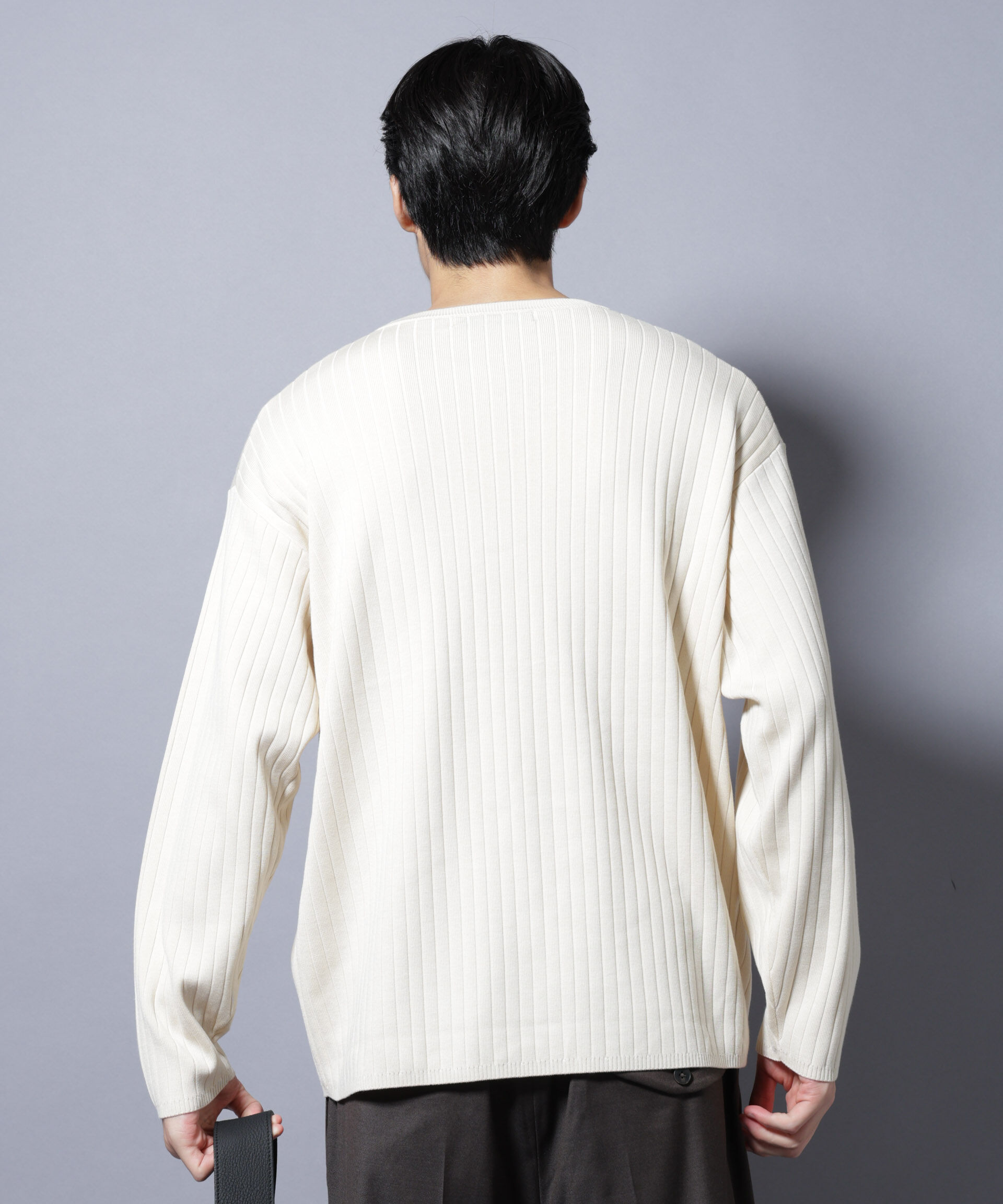 nano･universe「CICA&UVカット リブニットクルーネック」|ニット・セーター|