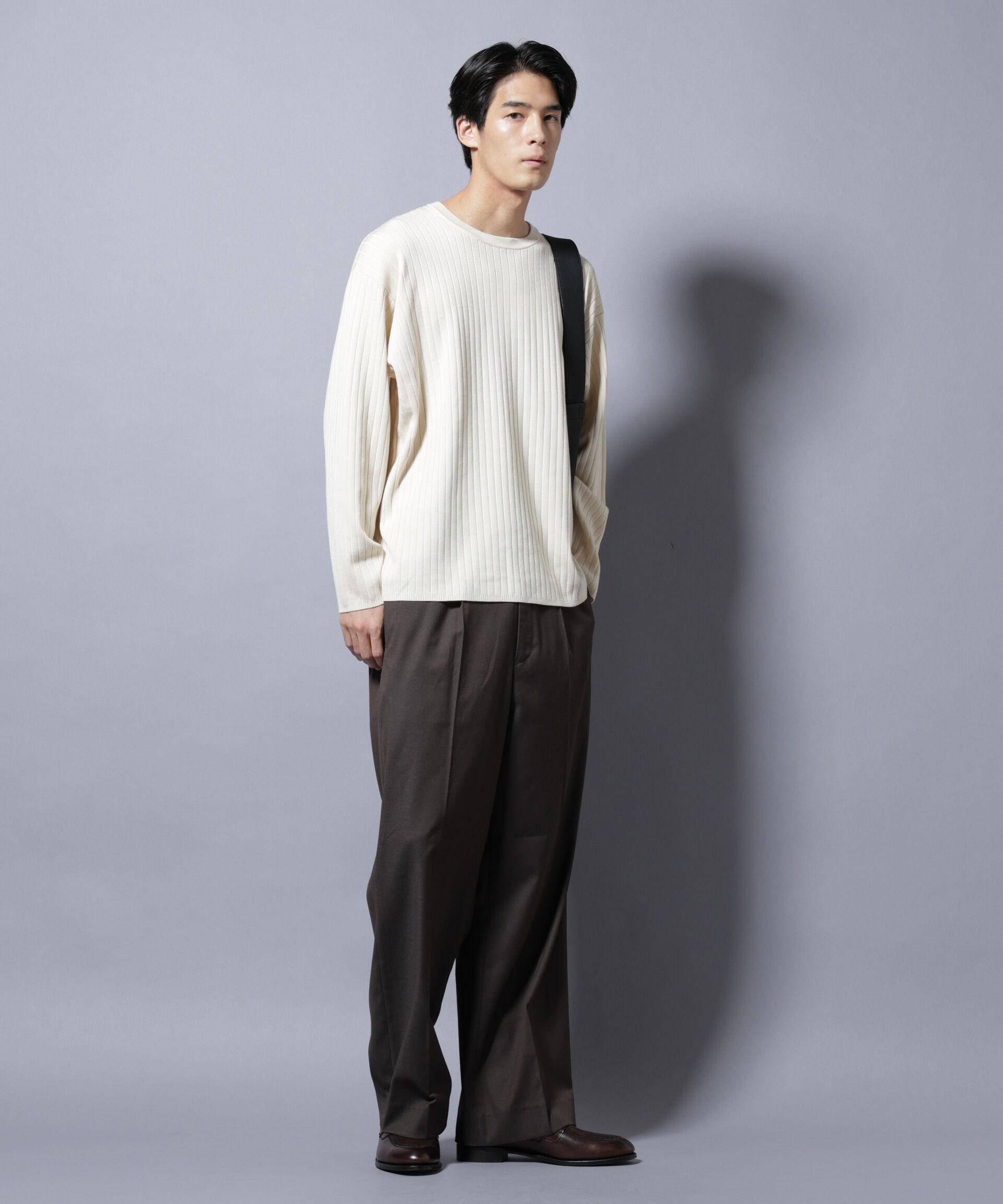 nano･universe「CICA&UVカット リブニットクルーネック」|ニット・セーター|