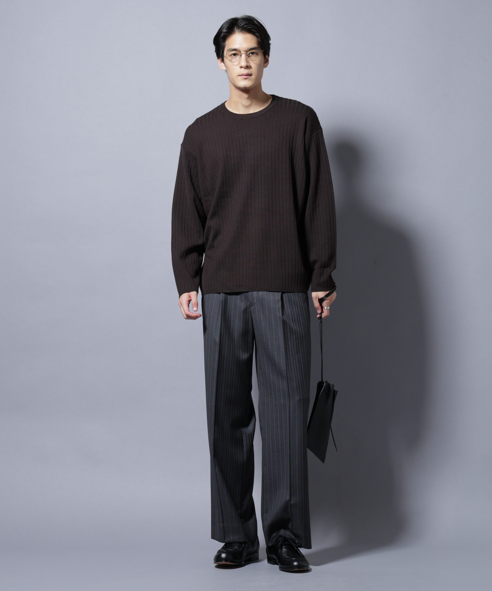 nano･universe「CICA&UVカット リブニットクルーネック」|ニット・セーター|