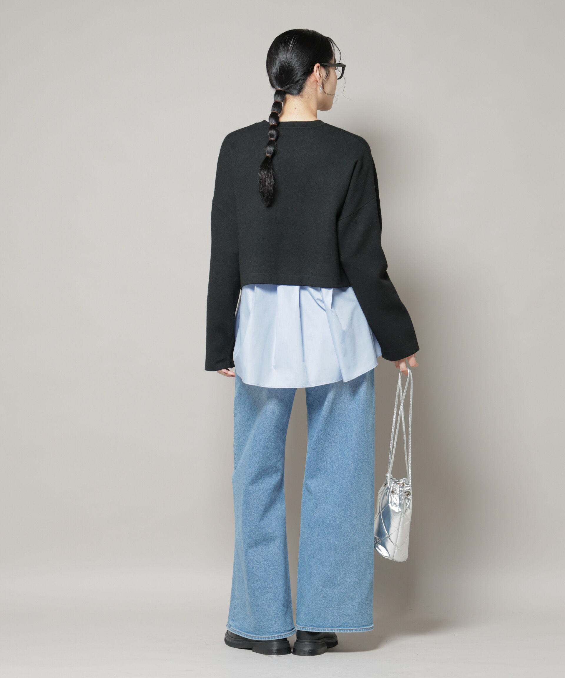 nano･universe「ダブルジャガードニット&times;タックブラウス ペプラムセット」|ニット・セーター|