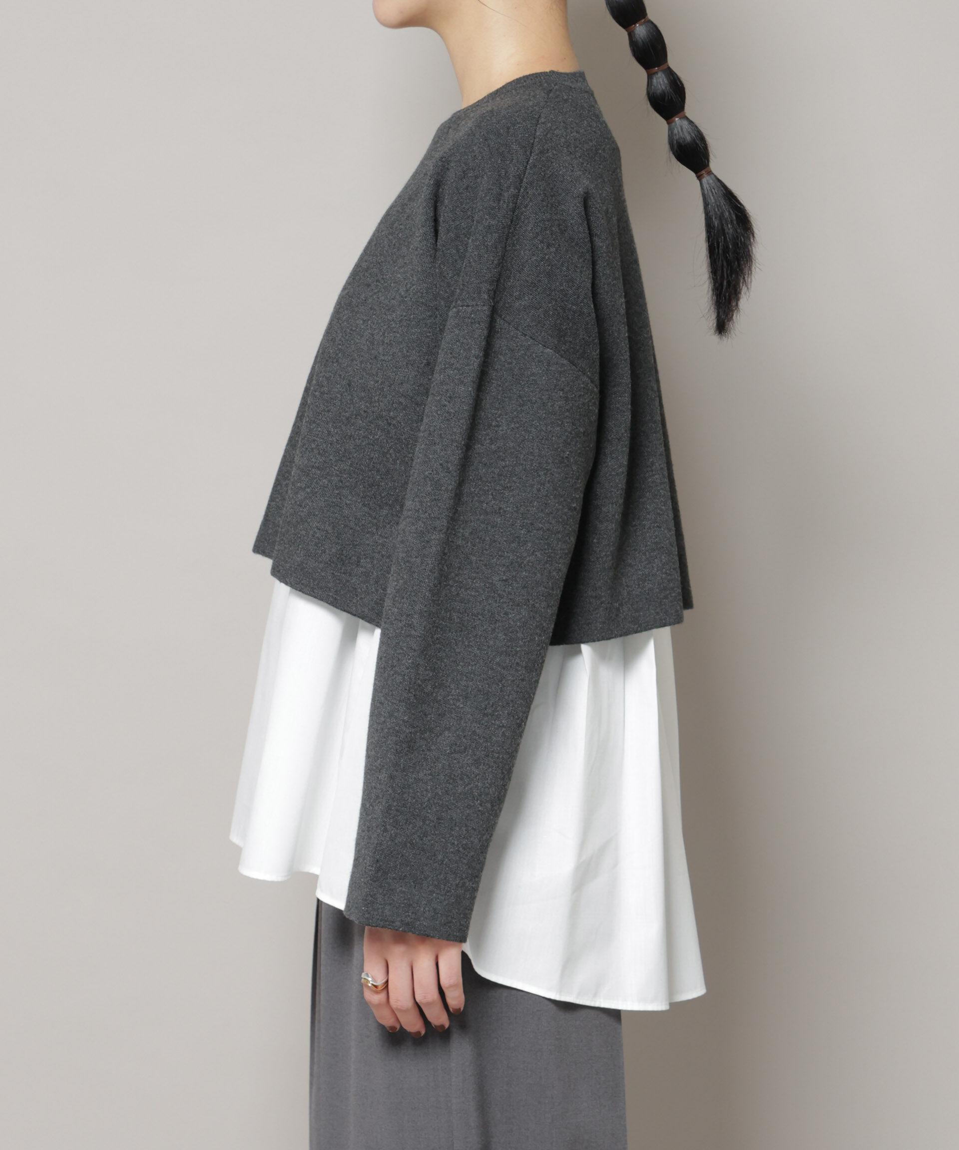 nano･universe「ダブルジャガードニット&times;タックブラウス ペプラムセット」|ニット・セーター|