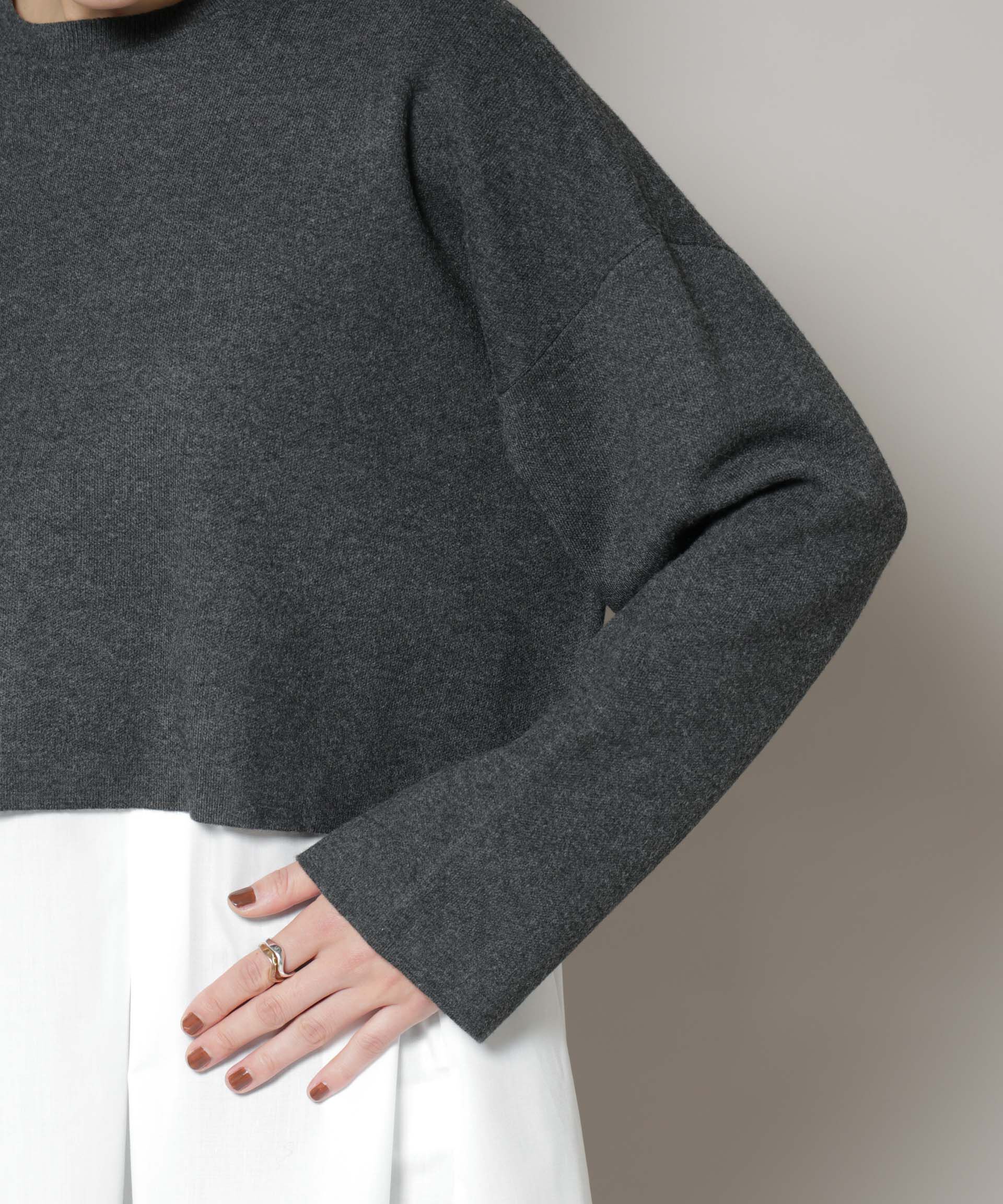 nano･universe「ダブルジャガードニット&times;タックブラウス ペプラムセット」|ニット・セーター|