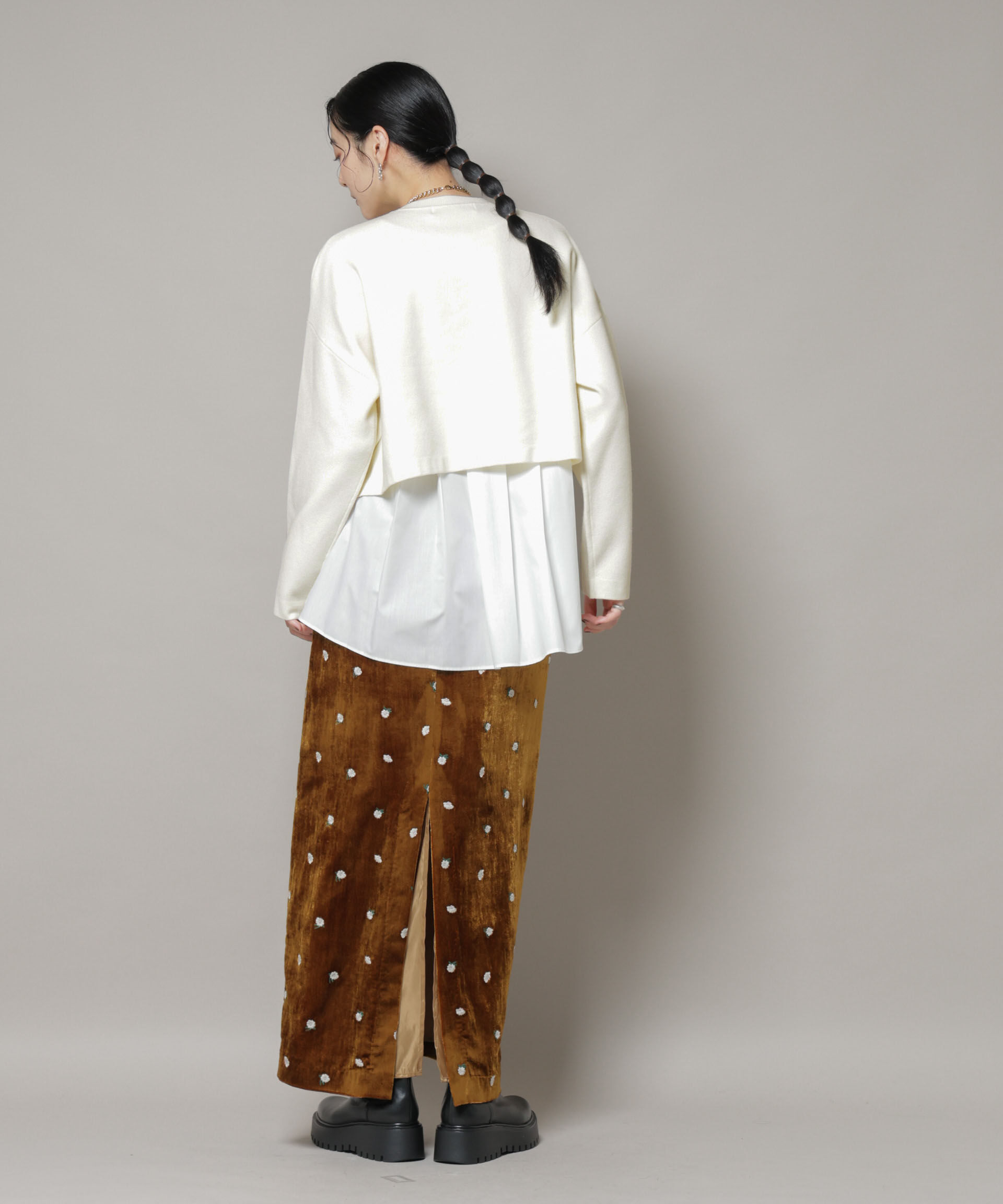 nano･universe「ダブルジャガードニット&times;タックブラウス ペプラムセット」|ニット・セーター|