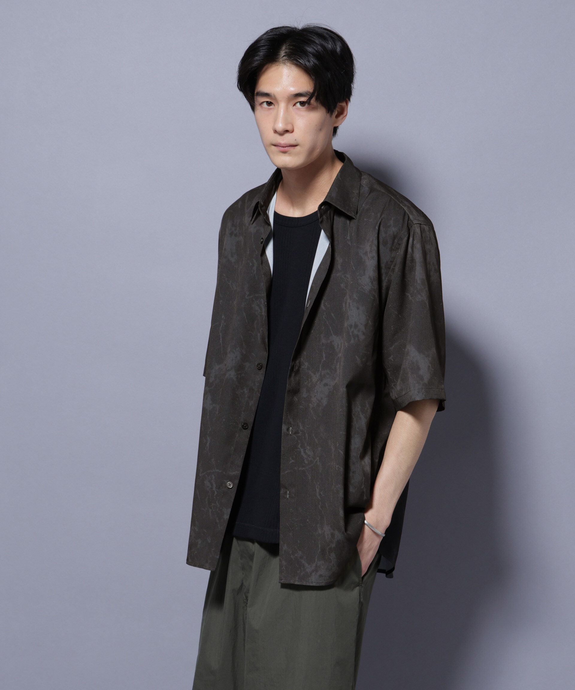 nano･universe「ストーンパターン半袖シャツ」|シャツ・ブラウス|