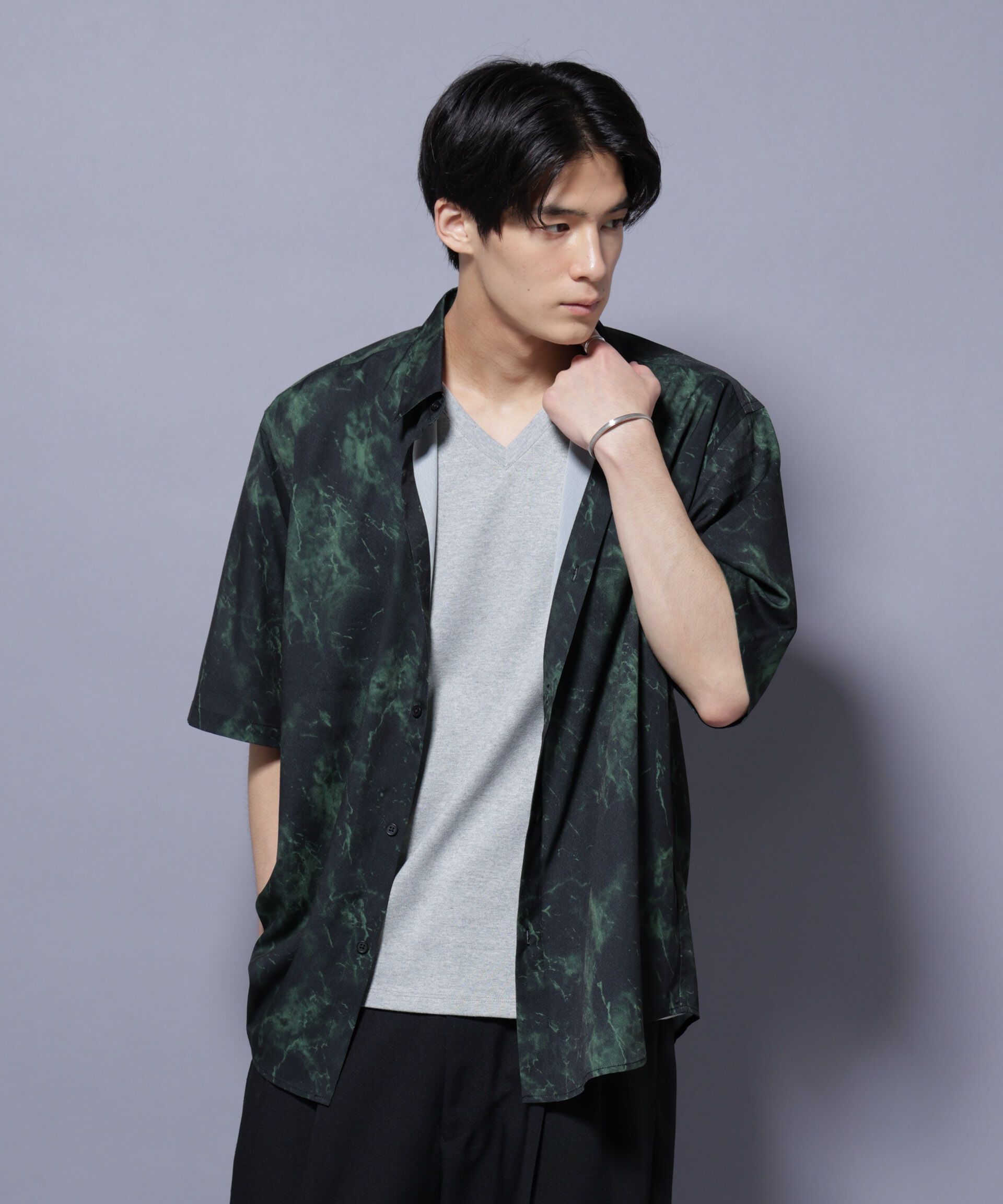 nano･universe「ストーンパターン半袖シャツ」|シャツ・ブラウス|