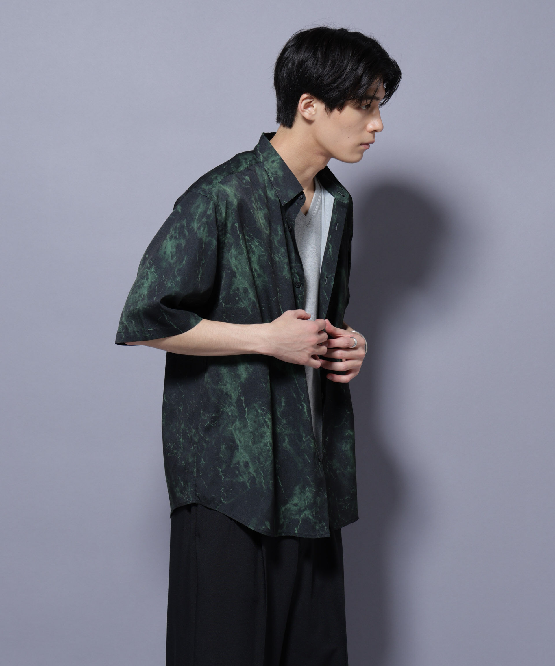 nano･universe「ストーンパターン半袖シャツ」|シャツ・ブラウス|