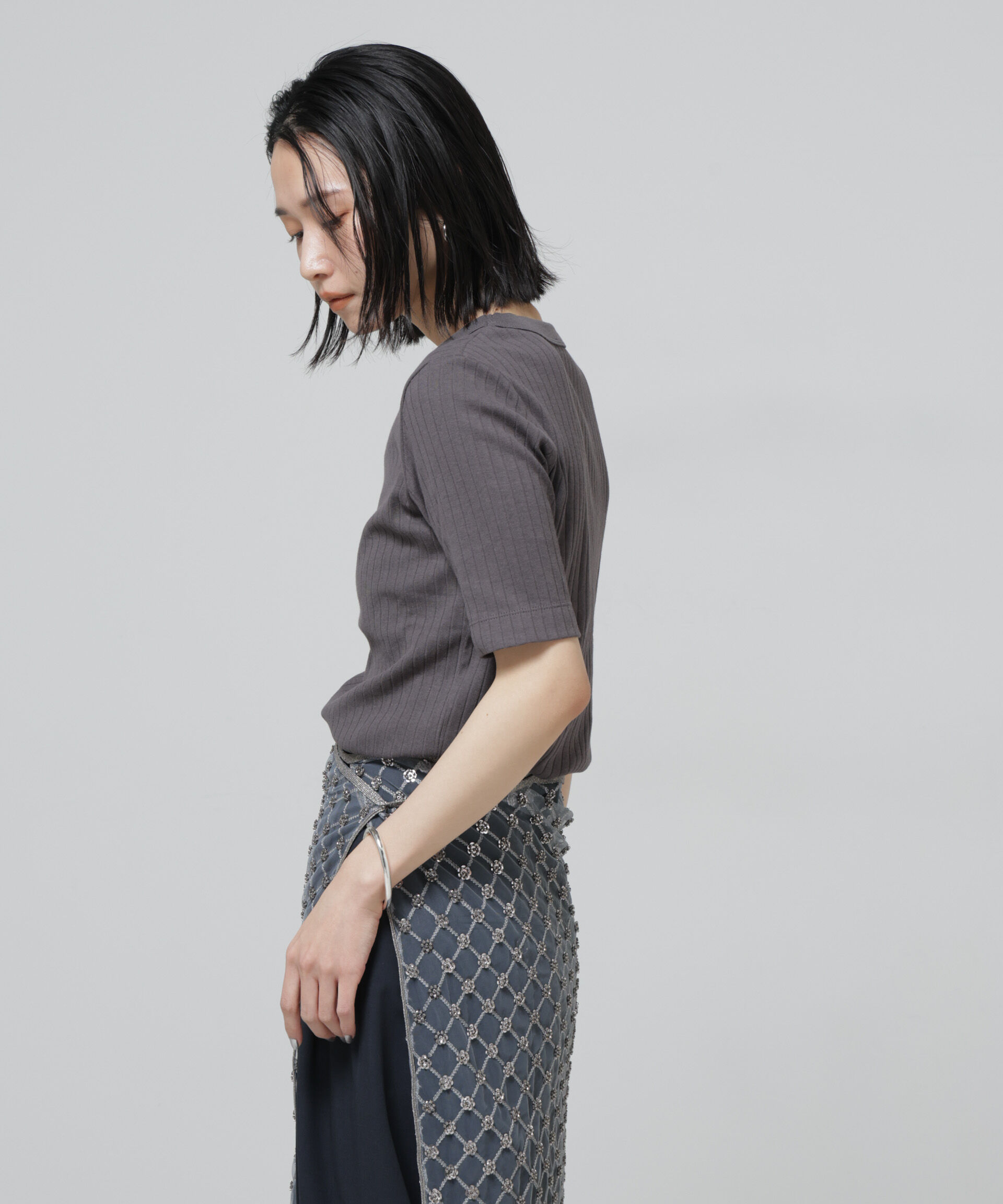 nano･universe「Anti Soaked(R) 汗染み防止クルーネックリブTシャツ」|Tシャツ・カットソー|