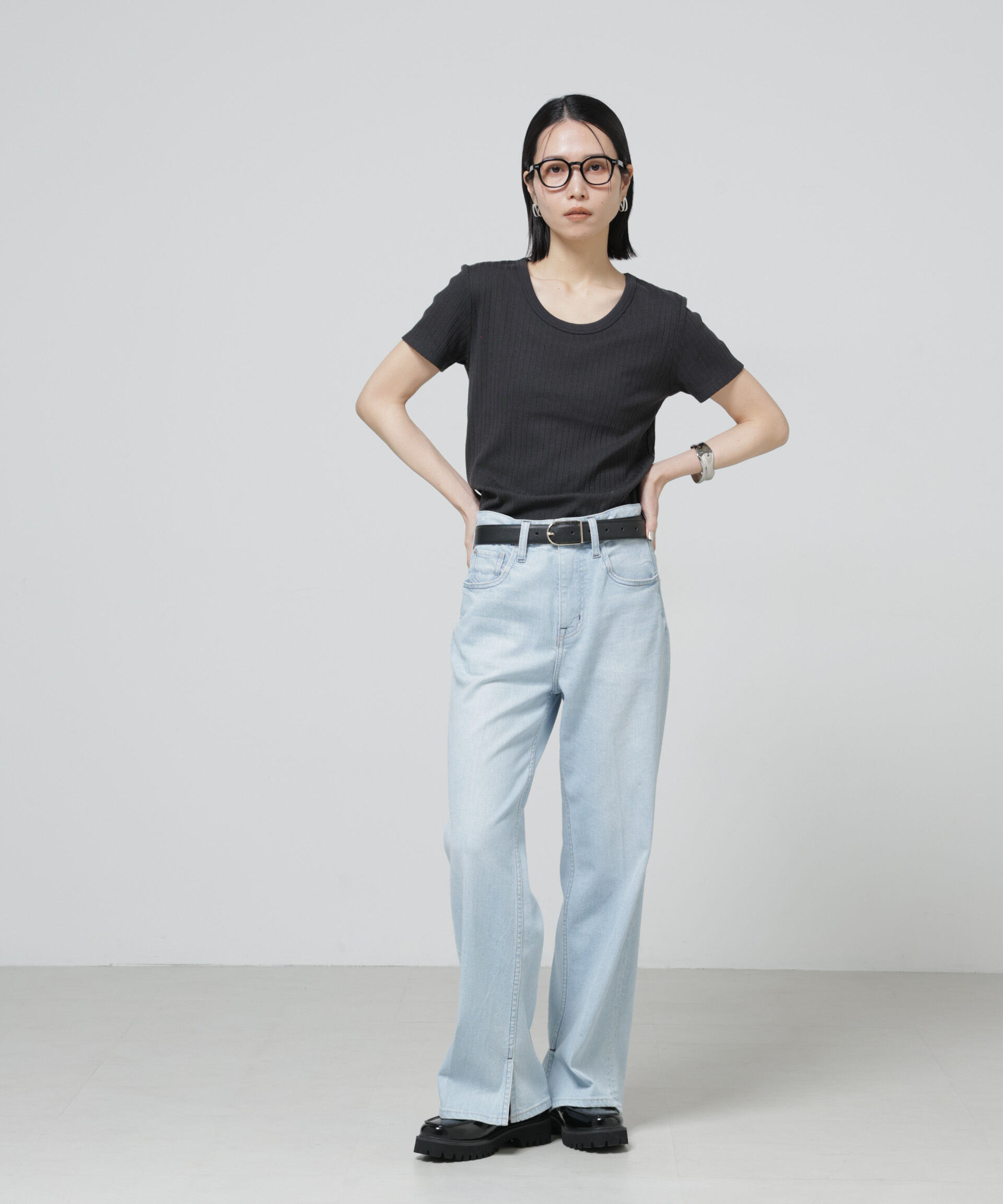 nano･universe「Anti Soaked(R) 汗染み防止コンパクトリブTシャツ」|Tシャツ・カットソー|