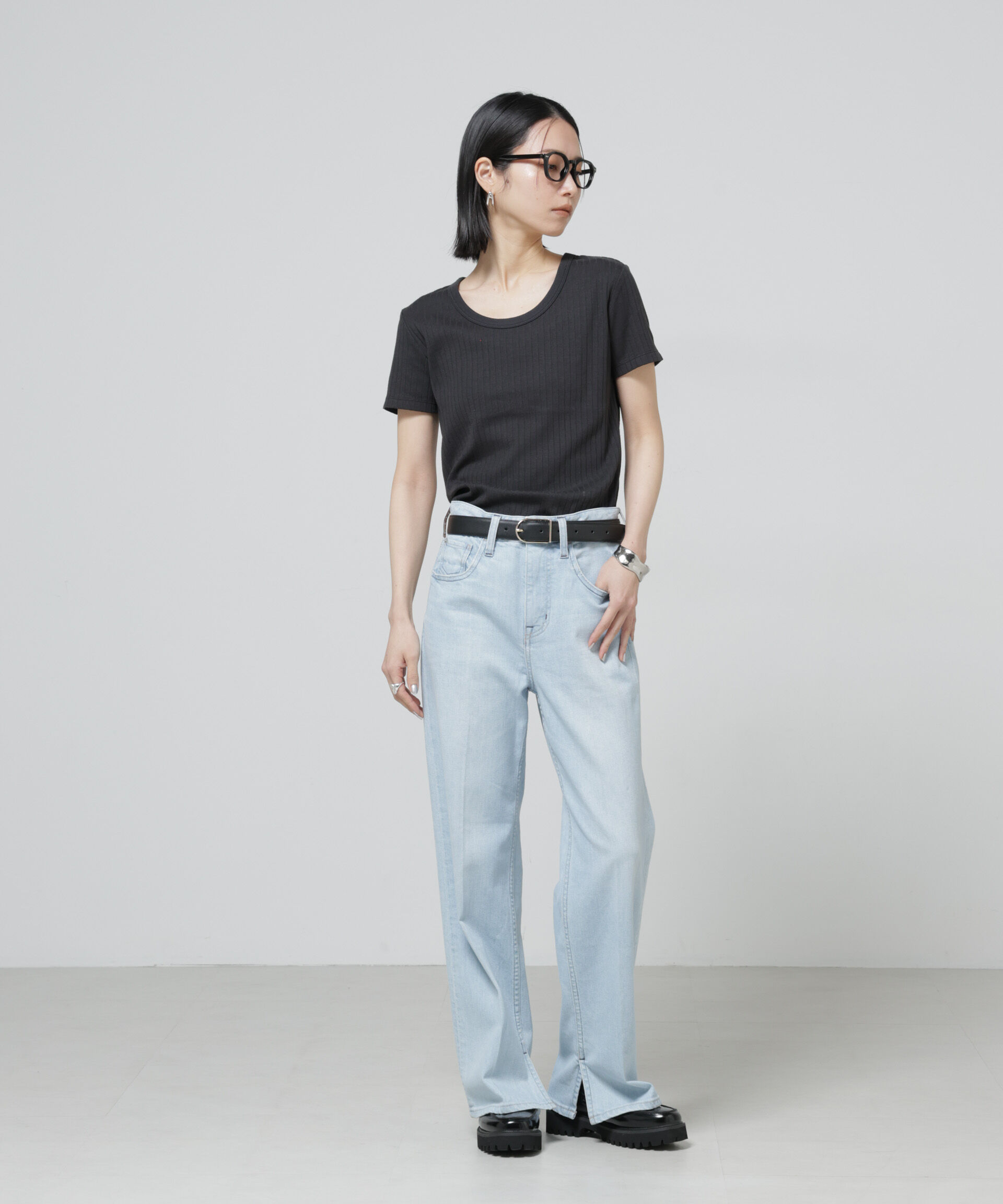 nano･universe「Anti Soaked(R) 汗染み防止コンパクトリブTシャツ」|Tシャツ・カットソー|