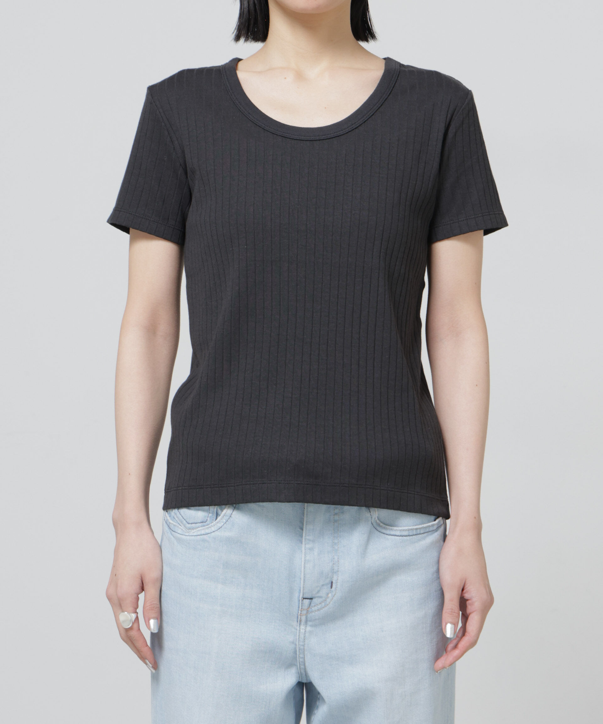 nano･universe「Anti Soaked(R) 汗染み防止コンパクトリブTシャツ」|Tシャツ・カットソー|