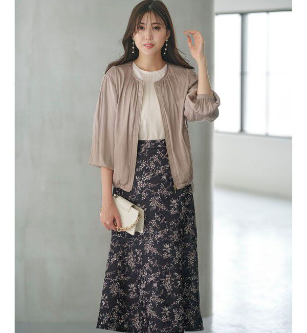 any SiS「【接触冷感・速乾・UVカット】ツヤテロギャザー ブルゾン」|ブルゾン・スタジャン|