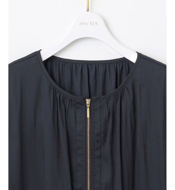 any SiS「【接触冷感・速乾・UVカット】ツヤテロギャザー ブルゾン」|ブルゾン・スタジャン|