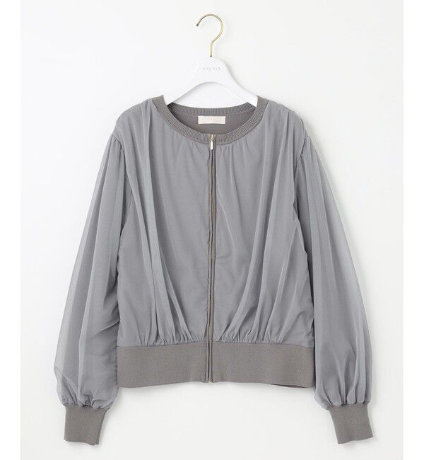 ANY SIS「【洗える】チュールレイヤードニット ブルゾン」|ブルゾン・スタジャン|