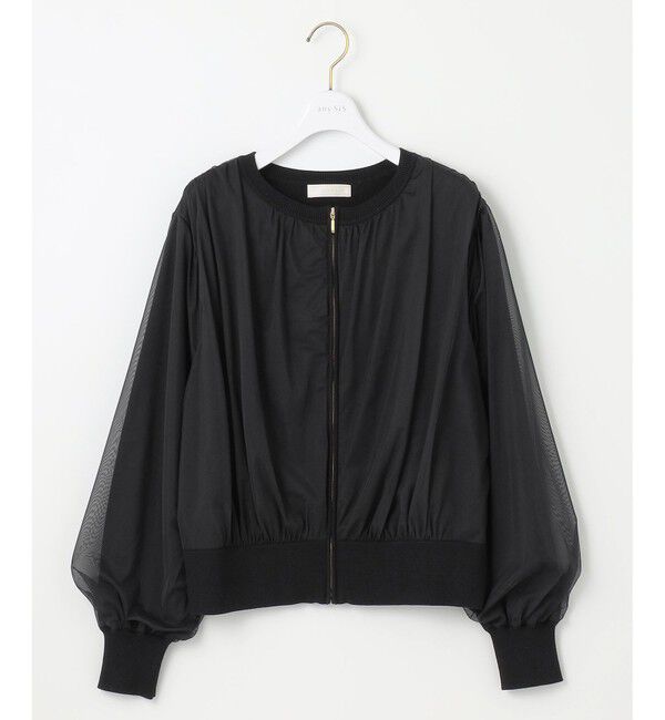 ANY SIS「【洗える】チュールレイヤードニット ブルゾン」|ブルゾン・スタジャン|