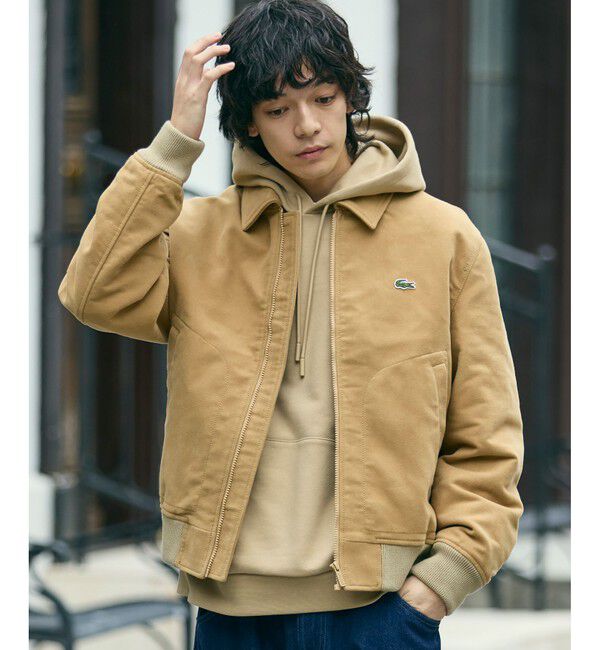 LACOSTE「パデッドモールスキンジャケット / 中綿ブルゾン」|ブルゾン・スタジャン|ベージュ
