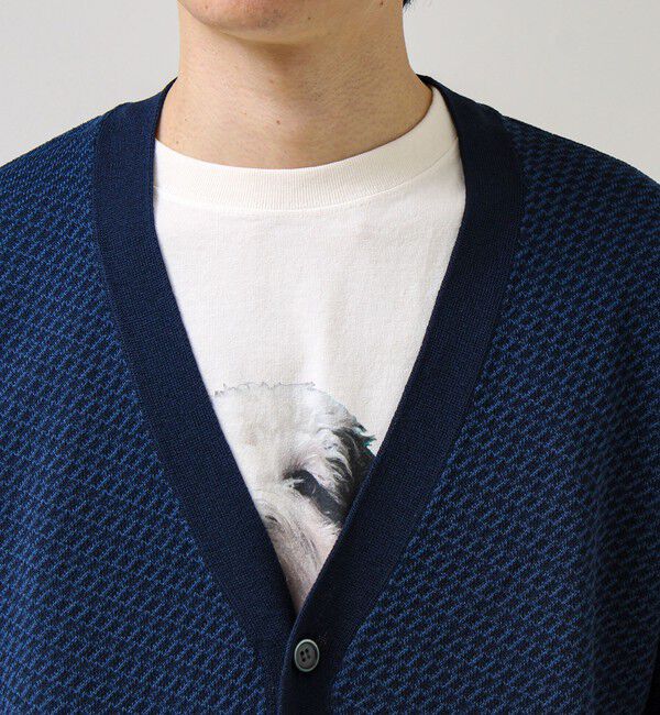 GLOSTER「【シャリ感で軽やか】バーズアイVネック crunchyカーデ」|カーディガン|