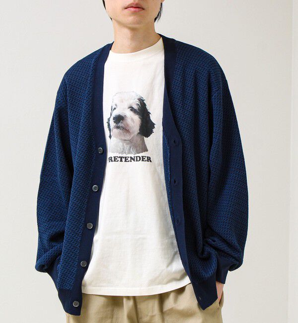 GLOSTER「【シャリ感で軽やか】バーズアイVネック crunchyカーデ」|カーディガン|