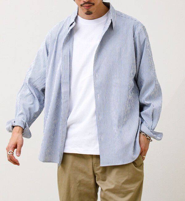 GLOSTER「【清涼感のある表情】ストライプレギュラーカラーシャツ」|シャツ・ブラウス|