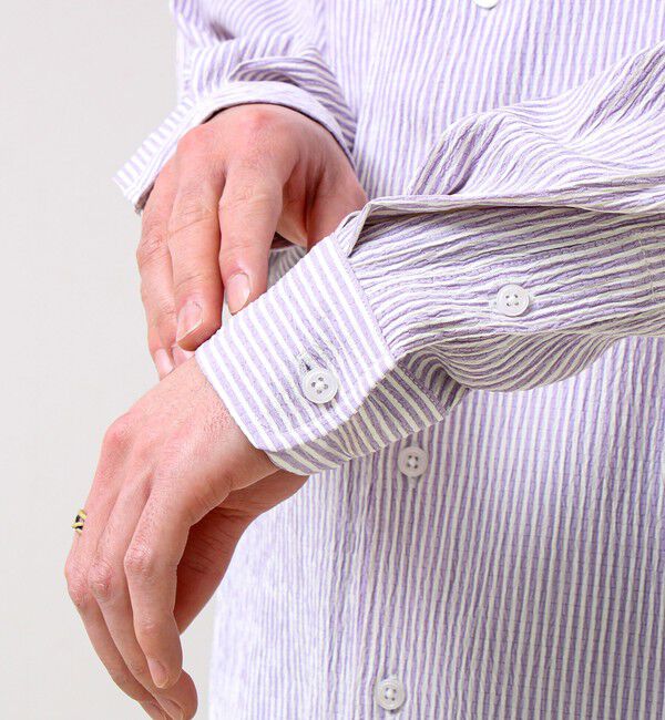 GLOSTER「【清涼感のある表情】ストライプレギュラーカラーシャツ」|シャツ・ブラウス|