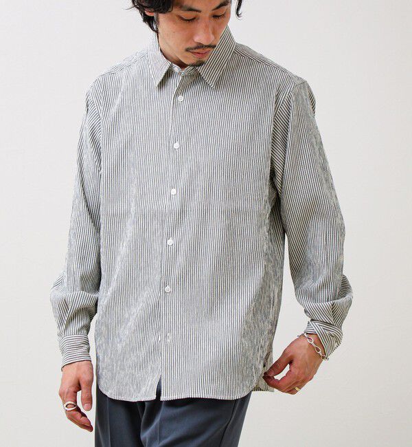 GLOSTER「【清涼感のある表情】ストライプレギュラーカラーシャツ」|シャツ・ブラウス|