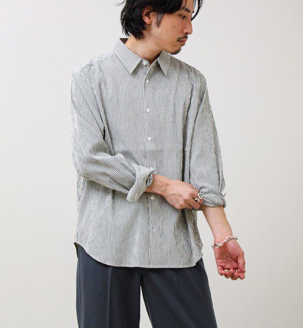 GLOSTER「【清涼感のある表情】ストライプレギュラーカラーシャツ」|シャツ・ブラウス|