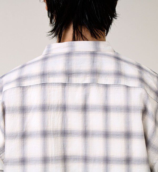 GLOSTER「【夏まで使える】テクスチャーバンドカラーチェックシャツ」|シャツ・ブラウス|