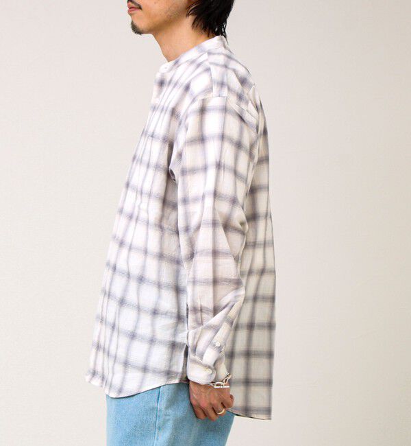 GLOSTER「【夏まで使える】テクスチャーバンドカラーチェックシャツ」|シャツ・ブラウス|