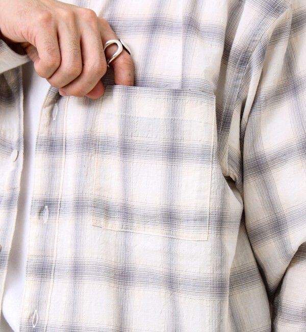 GLOSTER「【夏まで使える】テクスチャーバンドカラーチェックシャツ」|シャツ・ブラウス|