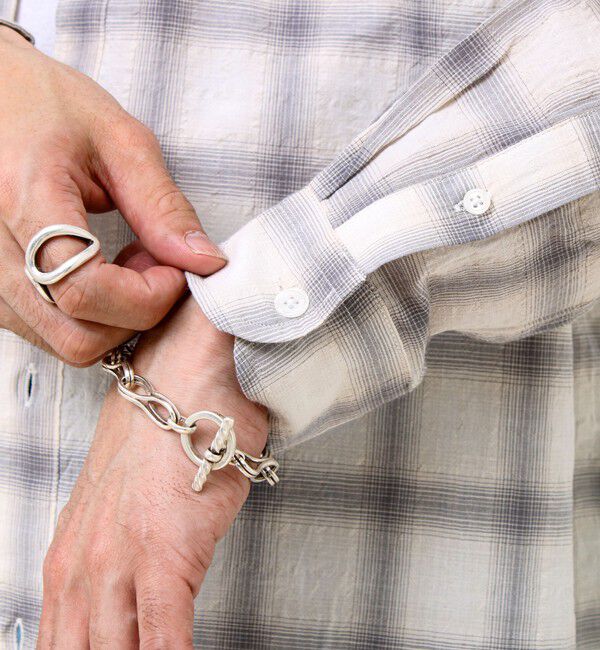 GLOSTER「【夏まで使える】テクスチャーバンドカラーチェックシャツ」|シャツ・ブラウス|