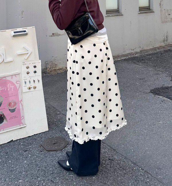 fredy emue「サテンドットミディスカート」|スカート|