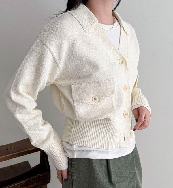 fredy emue「コットン衿付きVネックカーディガン」|カーディガン|