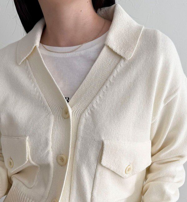 fredy emue「コットン衿付きVネックカーディガン」|カーディガン|