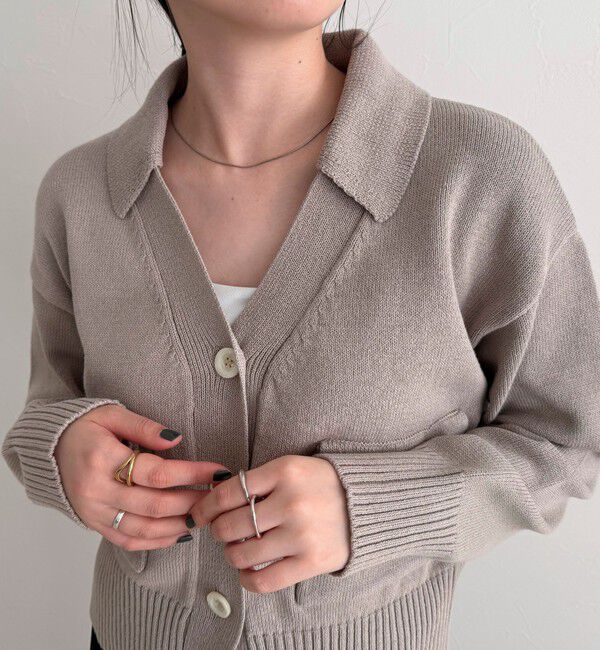 fredy emue「コットン衿付きVネックカーディガン」|カーディガン|
