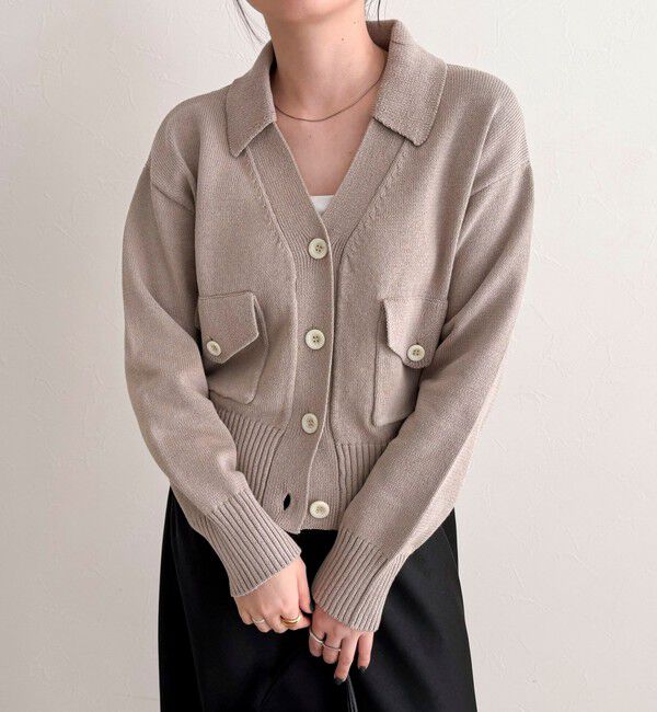 fredy emue「コットン衿付きVネックカーディガン」|カーディガン|