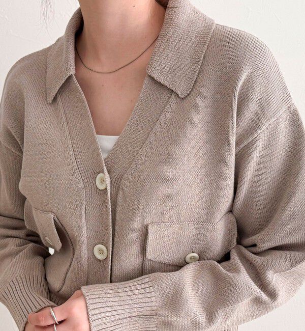 fredy emue「コットン衿付きVネックカーディガン」|カーディガン|