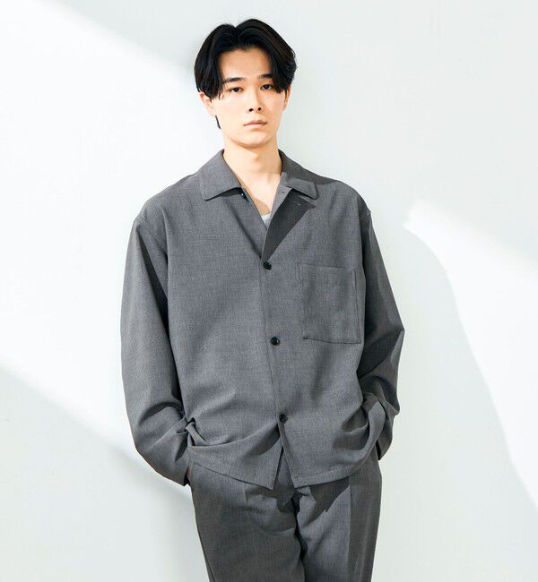 GLOSTER「【春夏に着たい上品素材】リネンタッチドビーワークシャツ」|シャツ・ブラウス|グレー