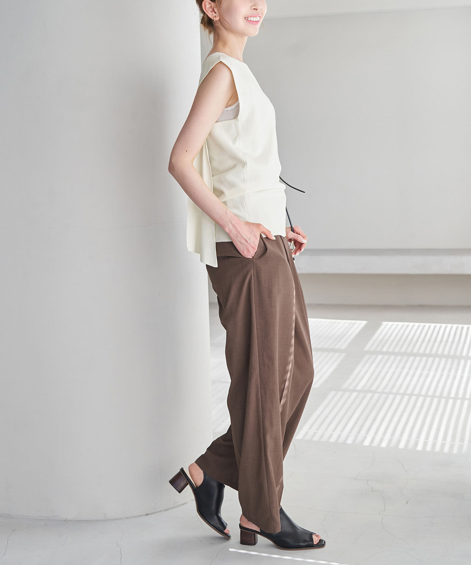 Rope&rsquo;Picnic「後ろ結びゼロスリーブプルオーバー」|ニット・セーター|