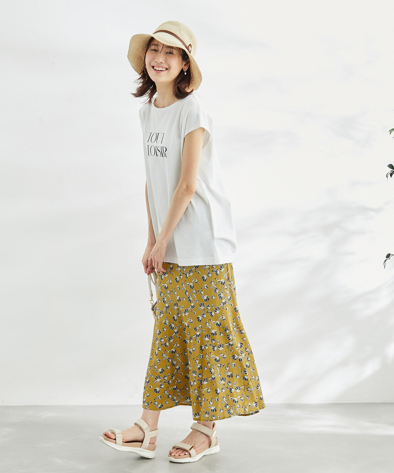 Rope&rsquo;Picnic「ドット/花柄麻混マーメイドスカート」|スカート|