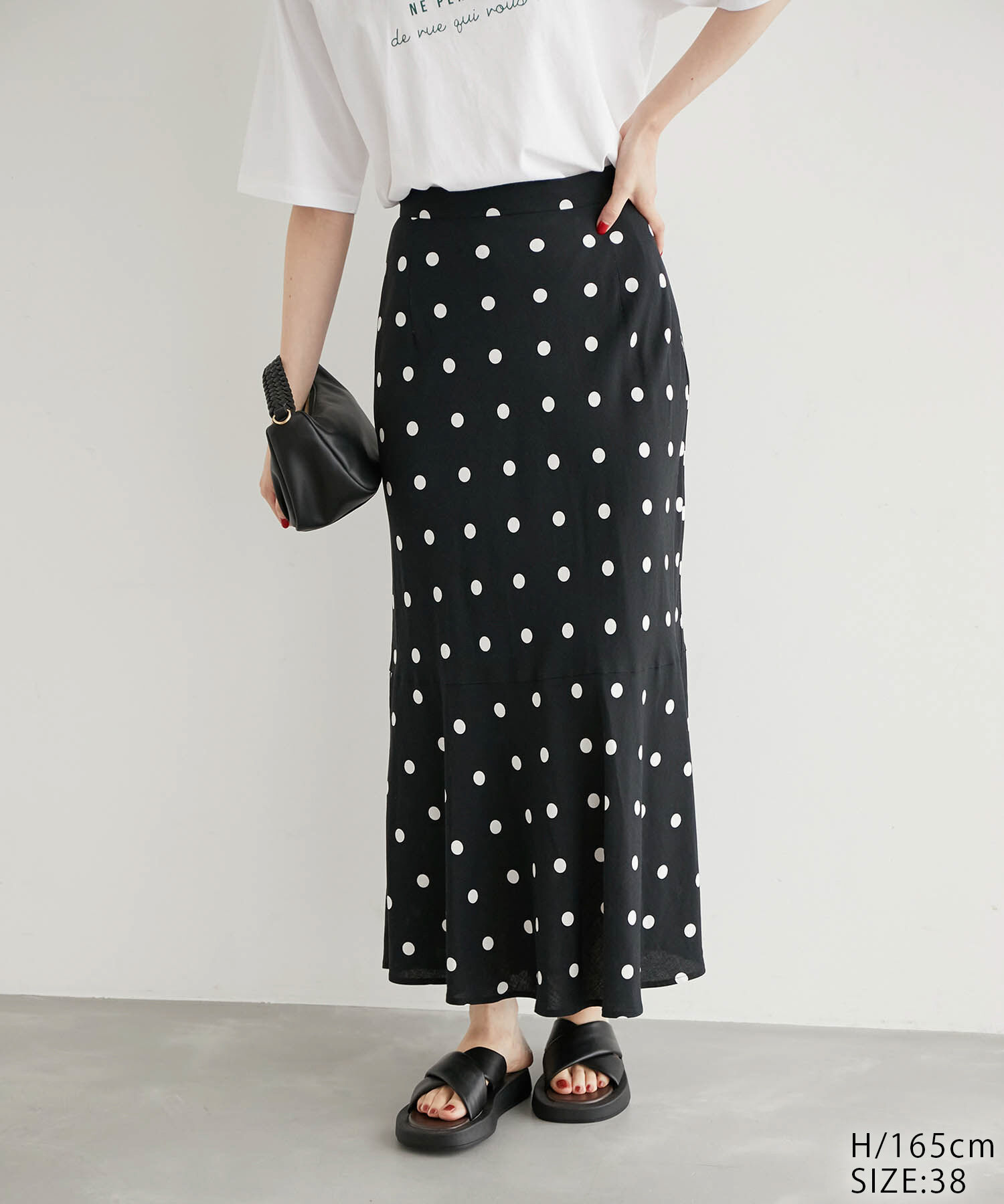 Rope&rsquo;Picnic「ドット/花柄麻混マーメイドスカート」|スカート|