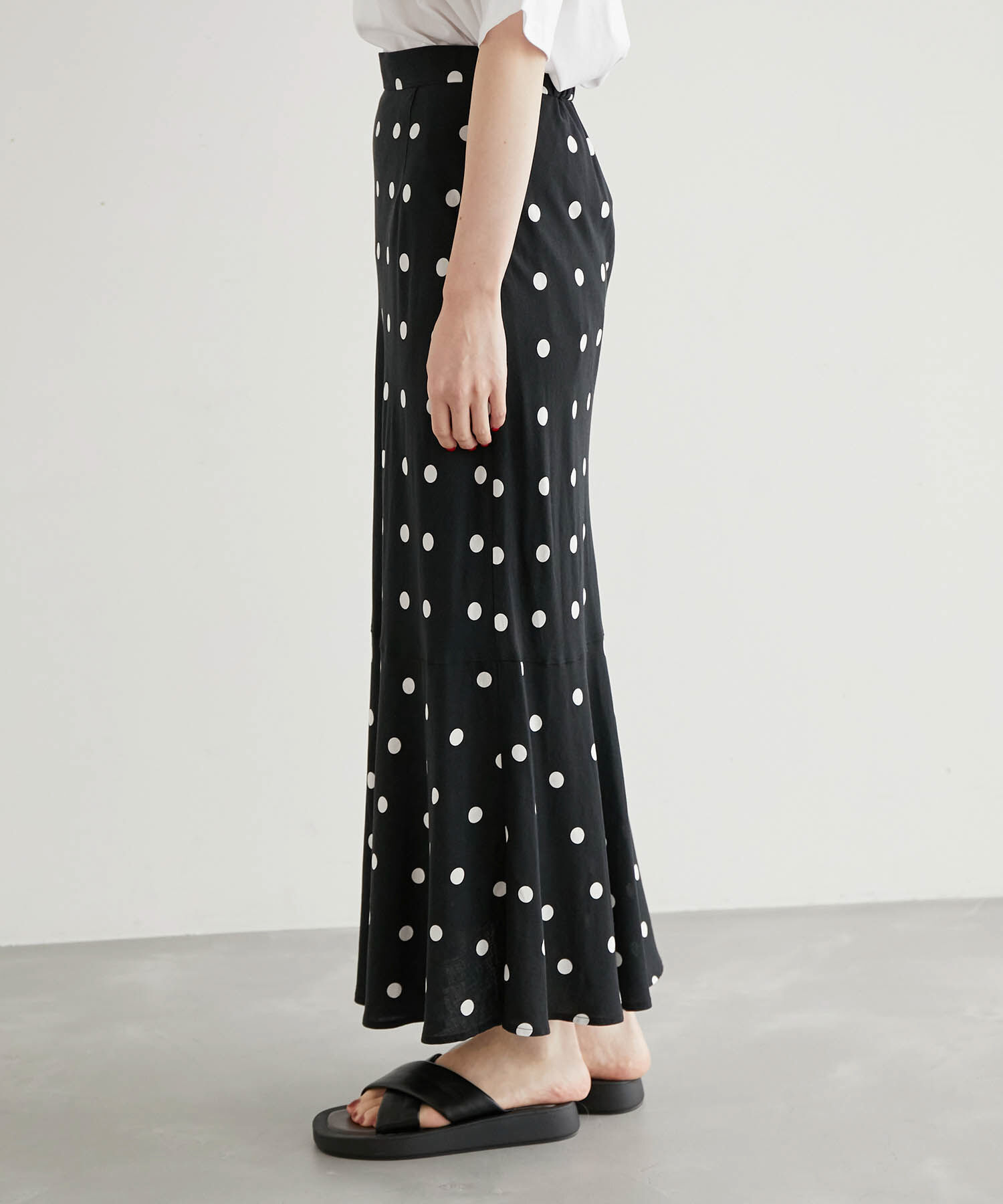 Rope&rsquo;Picnic「ドット/花柄麻混マーメイドスカート」|スカート|