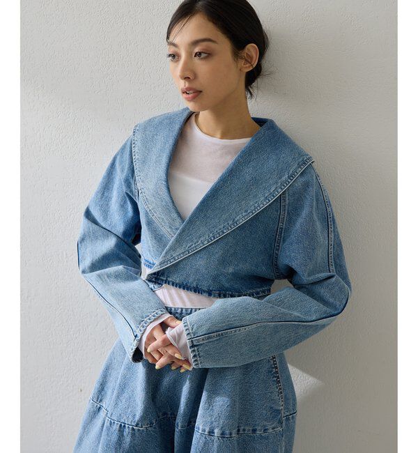  「バックリボンデニムジャケット」|デニムジャケット|