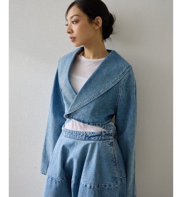  「バックリボンデニムジャケット」|デニムジャケット|