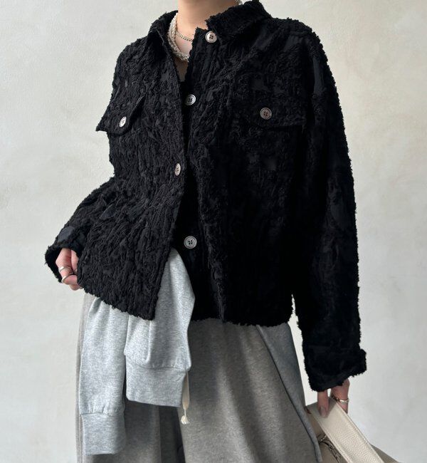  「【WEB限定】カットジャガードジャケット」|ブルゾン・スタジャン|