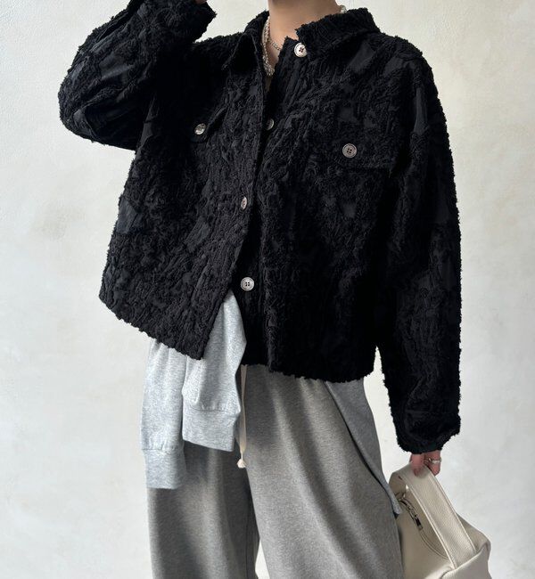  「【WEB限定】カットジャガードジャケット」|ブルゾン・スタジャン|