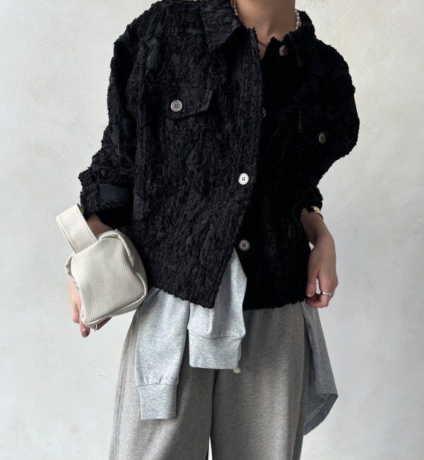  「【WEB限定】カットジャガードジャケット」|ブルゾン・スタジャン|