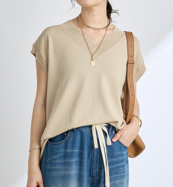  「【ひんやりタッチ・セットアップ対応可】レーヨン混バックテールニット」|ニット・セーター|