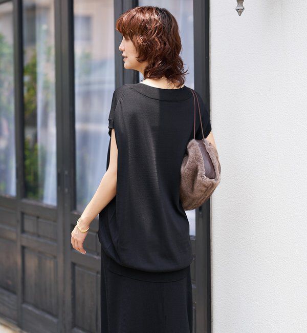  「【ひんやりタッチ・セットアップ対応可】レーヨン混バックテールニット」|ニット・セーター|