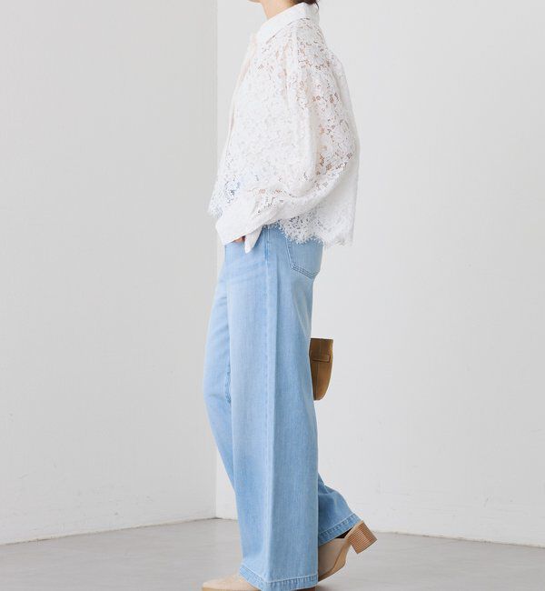  「【女性らしい抜け感】レースクロップドシャツ」|シャツ・ブラウス|