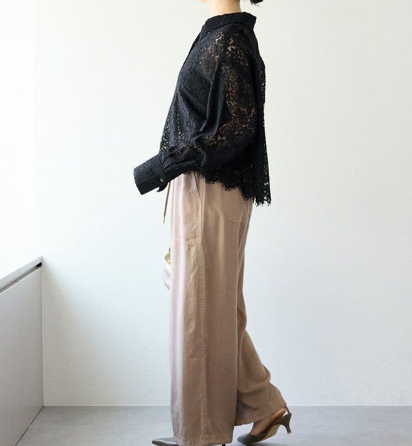  「【女性らしい抜け感】レースクロップドシャツ」|シャツ・ブラウス|